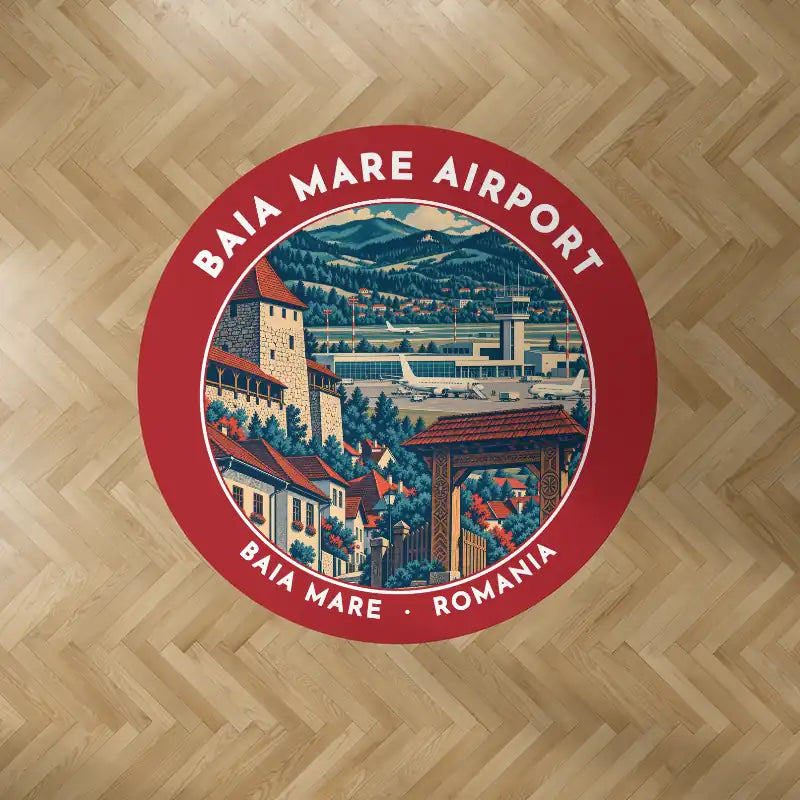 Baia Mare Airport (BAY) Carpets - Carpet Round - Badge - Red V2