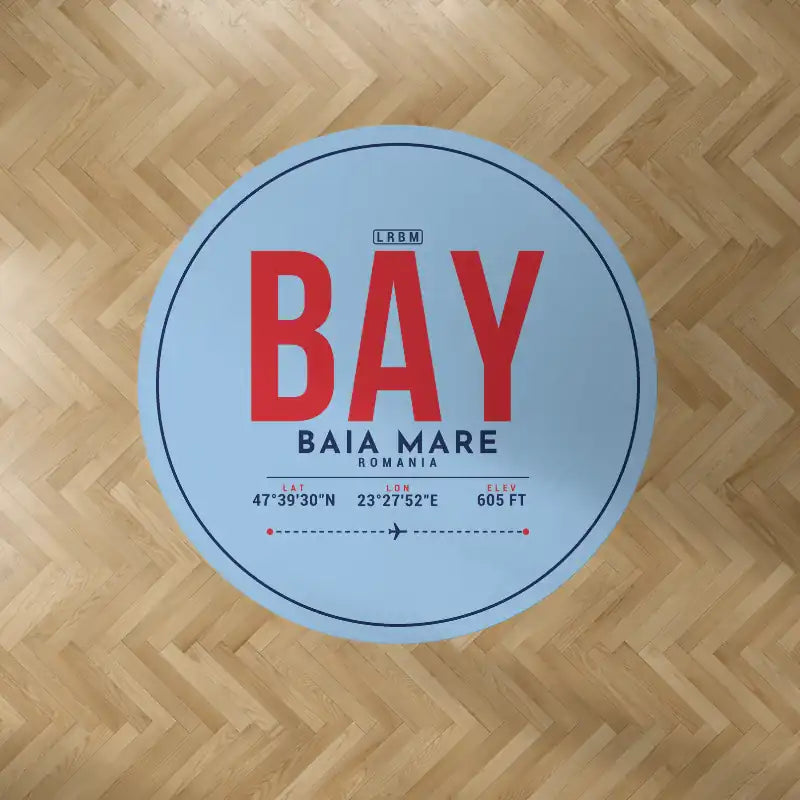 Baia Mare Airport (BAY) Carpets - Carpet Round - ID Tag - Light Blue V2