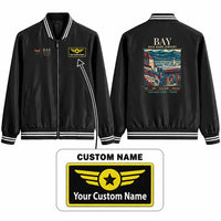 Thumbnail for Baia Mare Airport (BAY) Stylish Jackets - Baseball Collar - Poster + Name - Black
