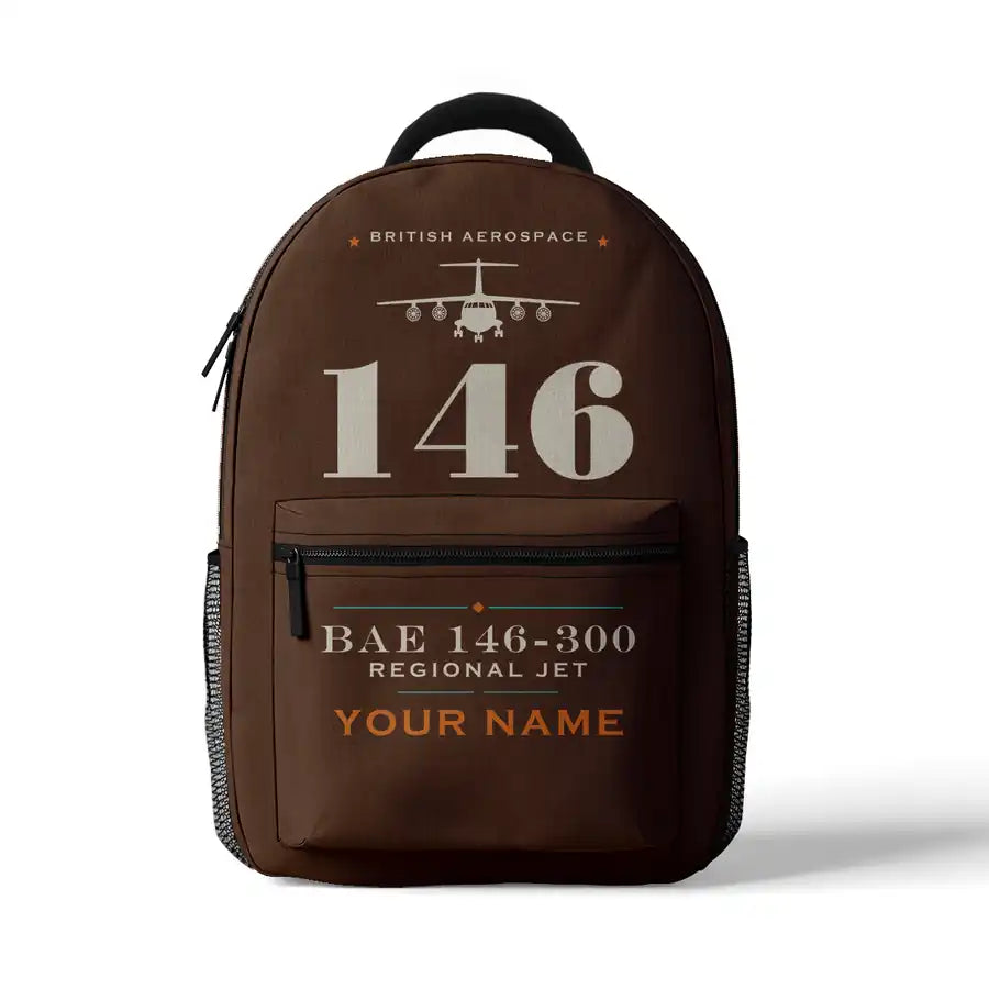 BAe 146-300 - 3D Backpack - Heritage + Name - Brown