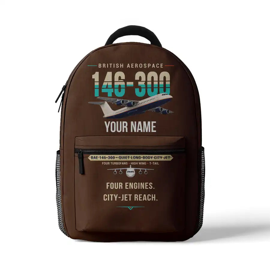 BAe 146-300 - 3D Backpack - Original + Name - Brown