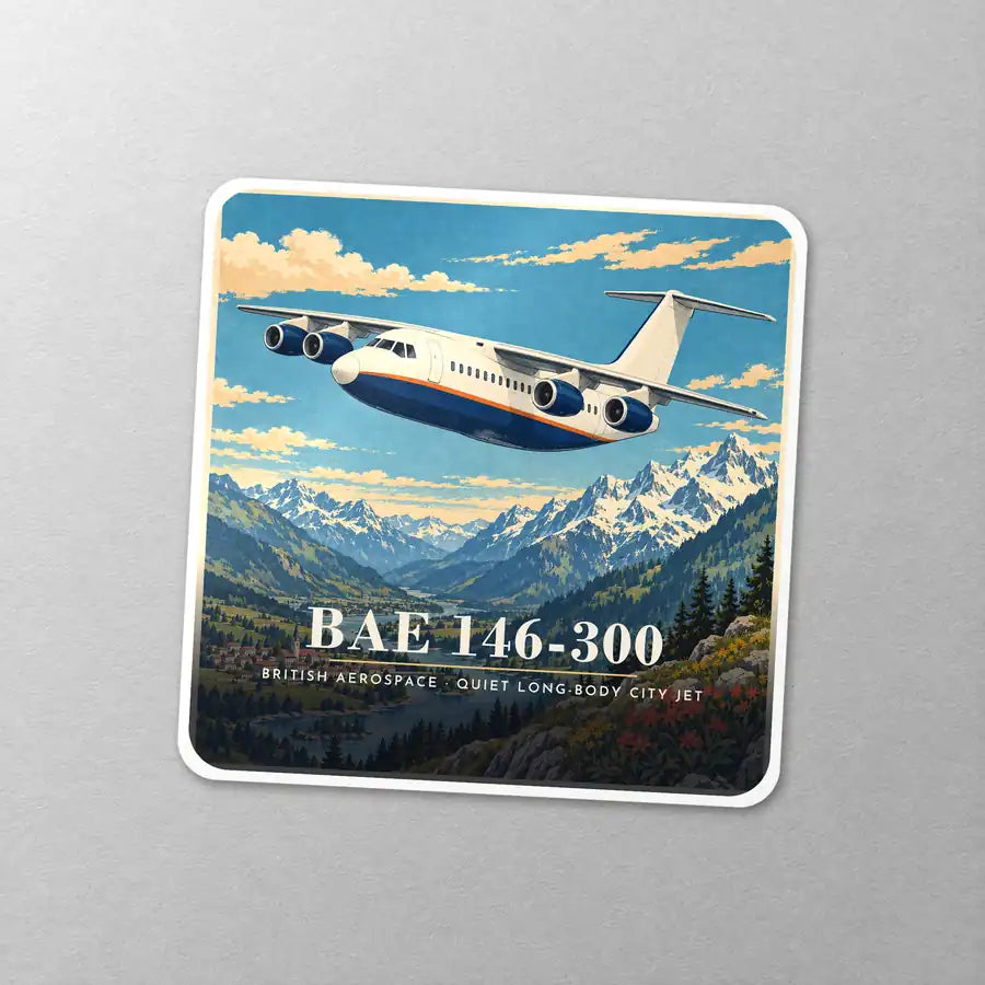 BAe 146-300 - 3D - Square Sticker - Close-up