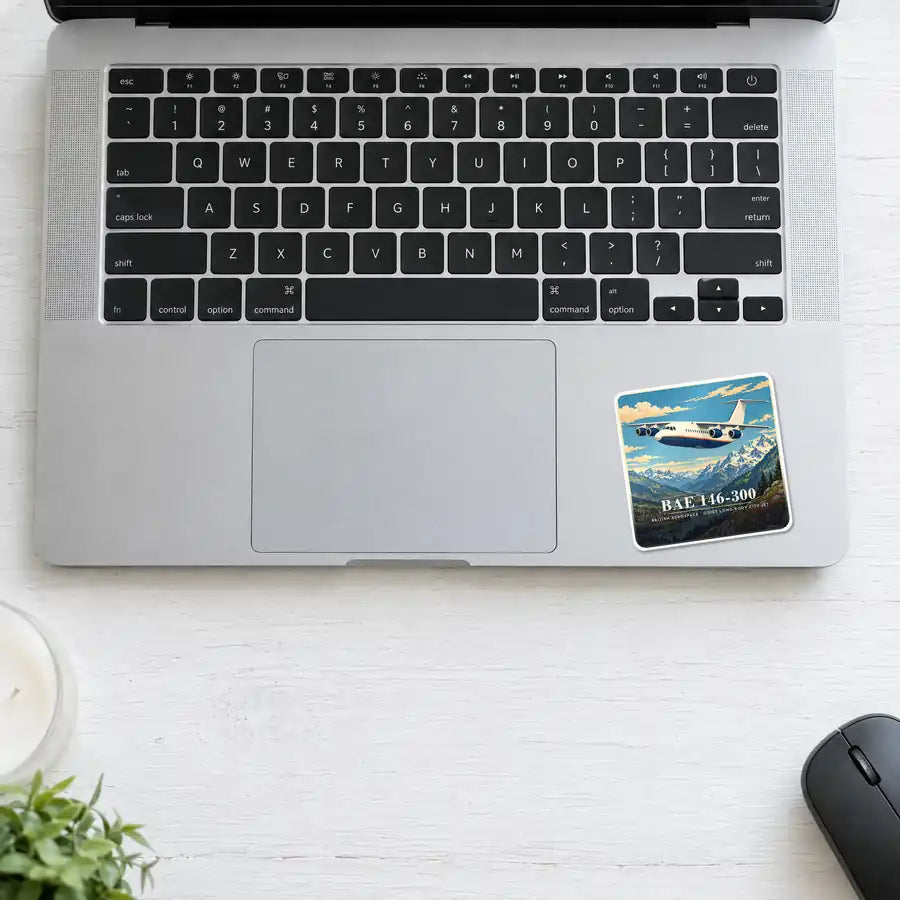 BAe 146-300 - 3D - Square Sticker - Laptop