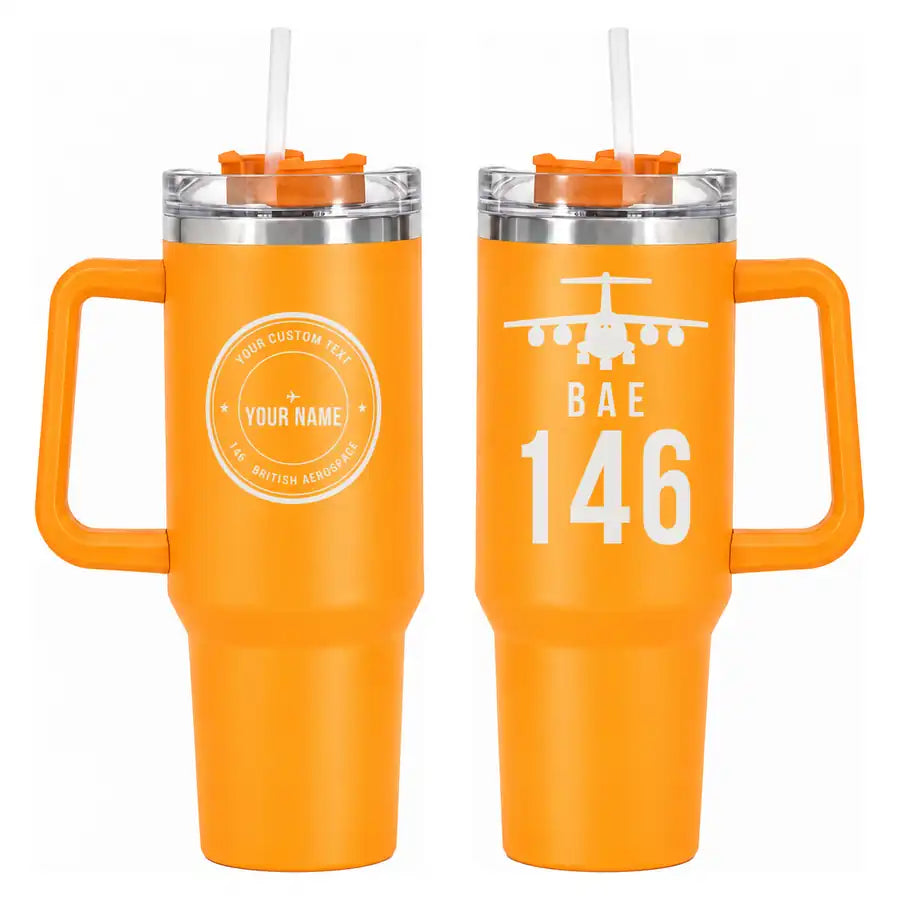 BAe 146-300 - 40oz Car Mug - Heritage + Name - Orange