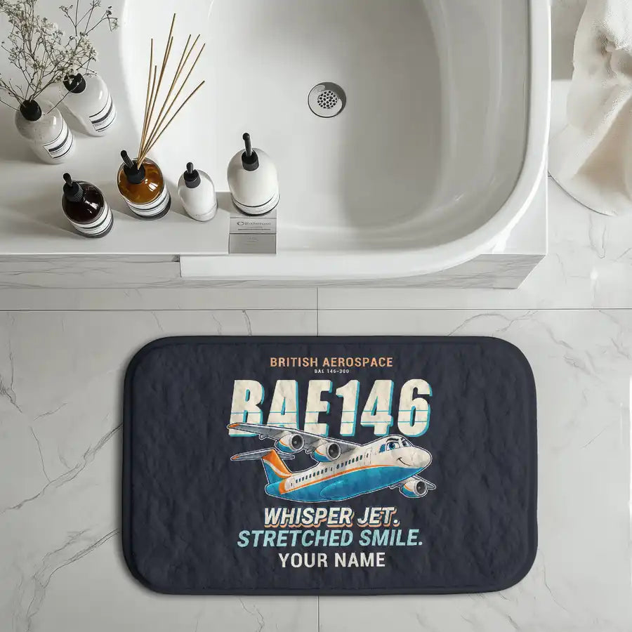 BAe 146-300 - Cartoon + Name - Bath Mat