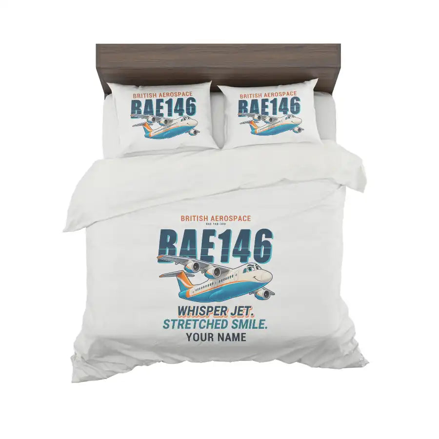 BAe 146-300 - Cartoon + Name - Bedding Set - White