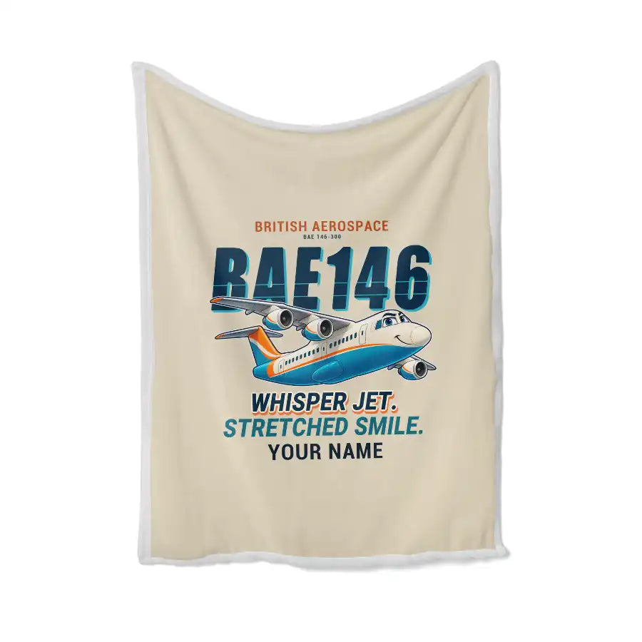 BAe 146-300 - Cartoon + Name - Blanket - Beige