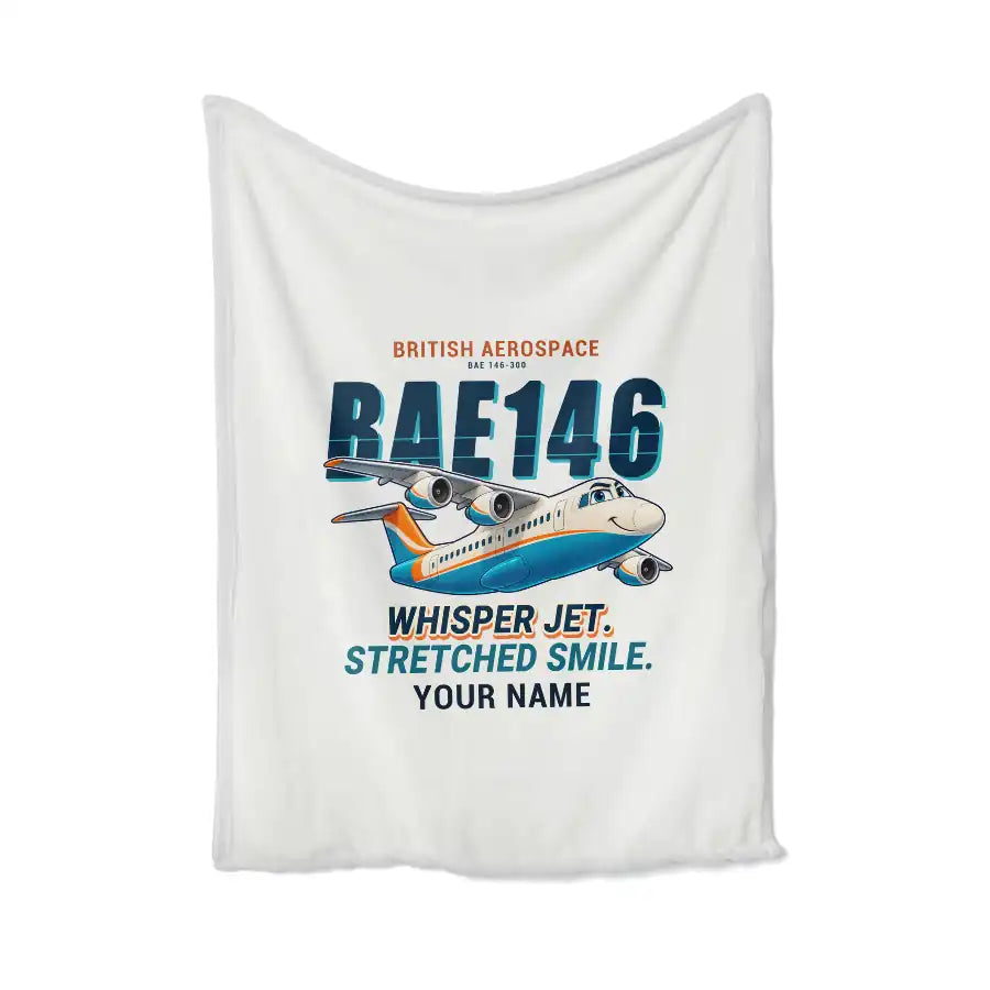 BAe 146-300 - Cartoon + Name - Blanket - White