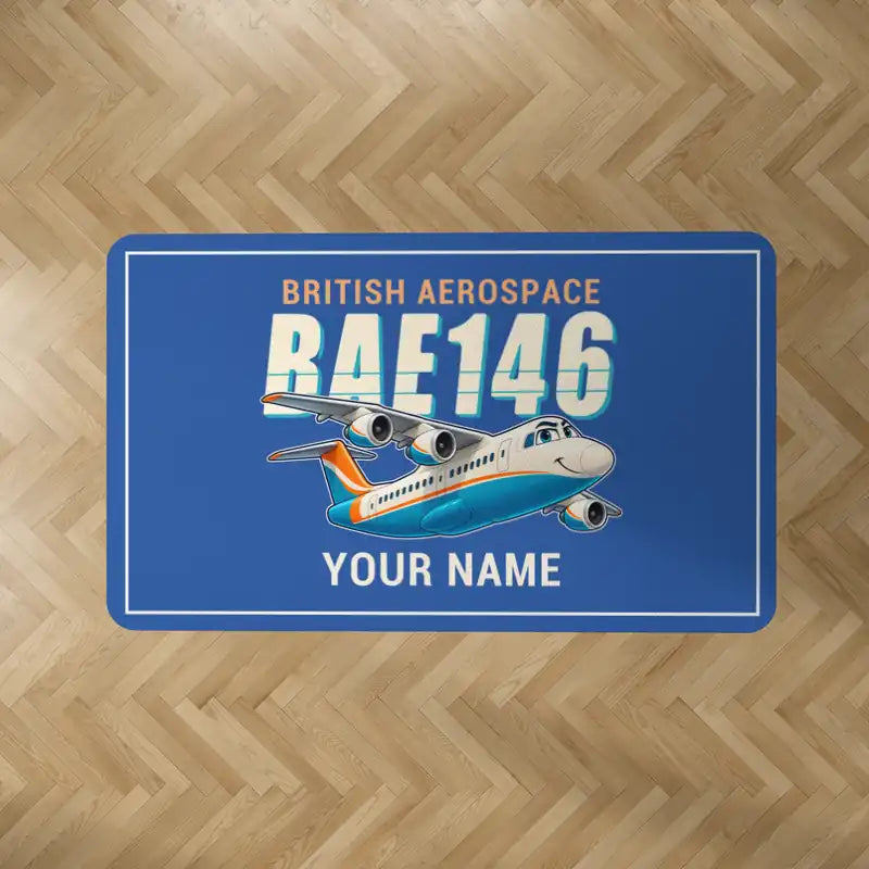 BAe 146-300 - Cartoon + Name - Rectangle Carpet - Blue