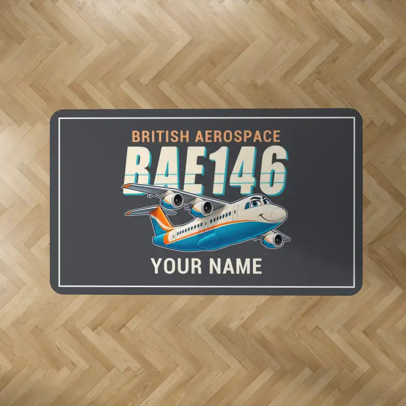 BAe 146-300 - Cartoon + Name - Rectangle Carpet - Dark Gray