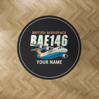 Thumbnail for BAe 146-300 - Cartoon + Name - Round Carpet - Black