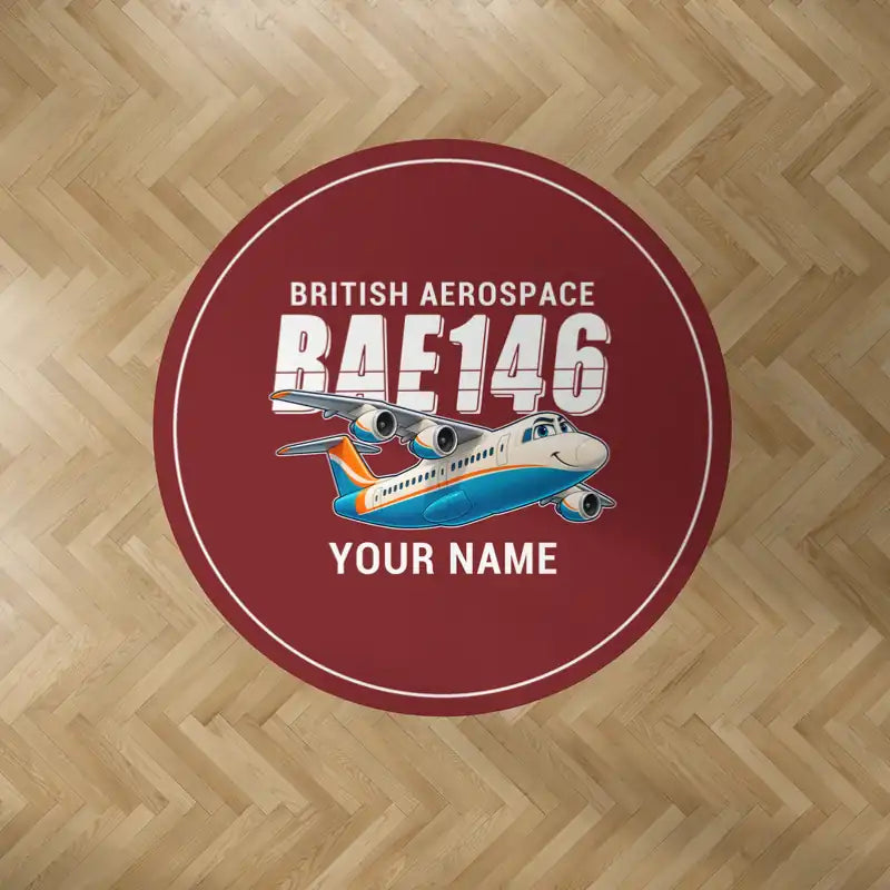 BAe 146-300 - Cartoon + Name - Round Carpet - Dark Red