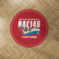 Thumbnail for BAe 146-300 - Cartoon + Name - Round Carpet - Red