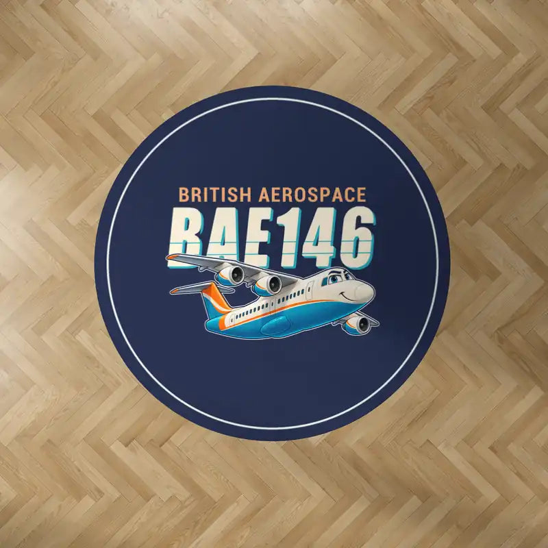 BAe 146-300 - Cartoon - Round Carpet - Dark Blue