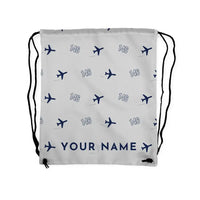 Thumbnail for BAe 146-300 - Drawstring Bag - 3D Pattern + Name - Light Gray