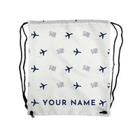 Thumbnail for BAe 146-300 - Drawstring Bag - 3D Pattern + Name - White