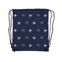 Thumbnail for BAe 146-300 - Drawstring Bag - 3D Pattern - Navy Blue