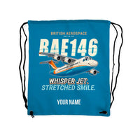 Thumbnail for BAe 146-300 - Drawstring Bag - Cartoon + Name - Light Blue