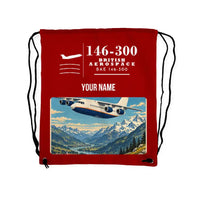 Thumbnail for BAe 146-300 - Drawstring Bag - Classic + Name - Red