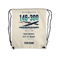 Thumbnail for BAe 146-300 - Drawstring Bag - Original + Name - Beige