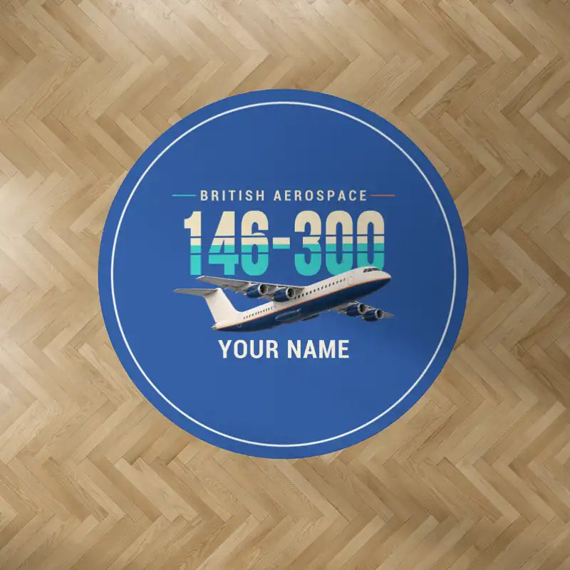 BAe 146-300 - Original + Name - Round Carpet - Blue