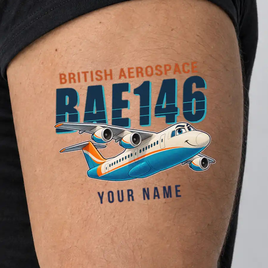 BAe 146-300 - Tattoo - Cartoon + Name - Man