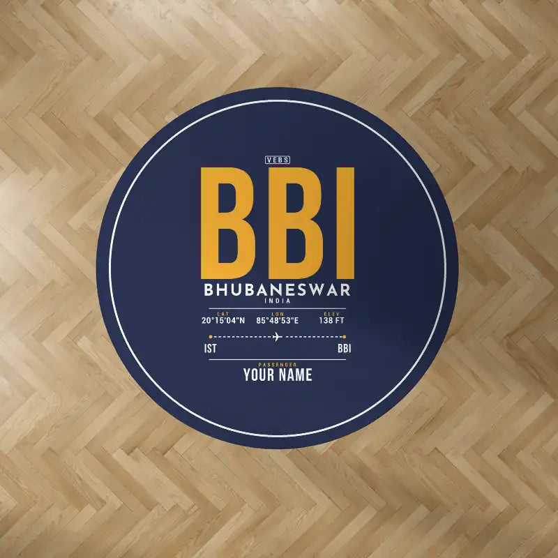 Biju Patnaik International Airport (BBI) Carpets - Carpet Round - ID Tag + Name - Dark Blue V2