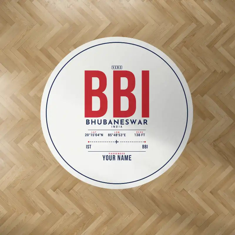 Biju Patnaik International Airport (BBI) Carpets - Carpet Round - ID Tag + Name - White V2