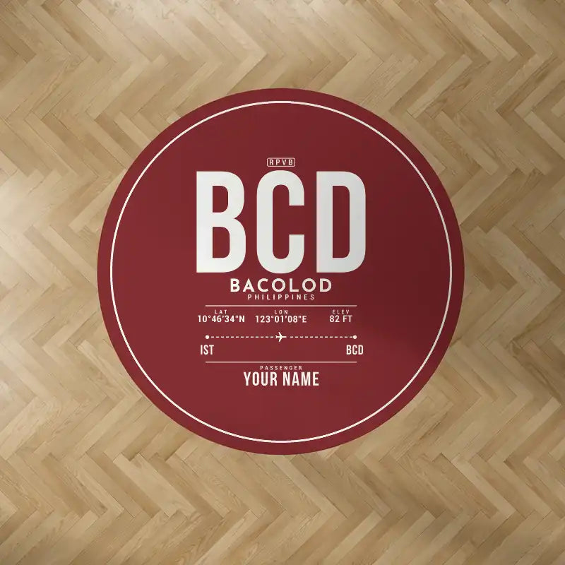 Bacolod-Silay International Airport (BCD) Carpets - Carpet Round - ID Tag + Name - Dark Red V2