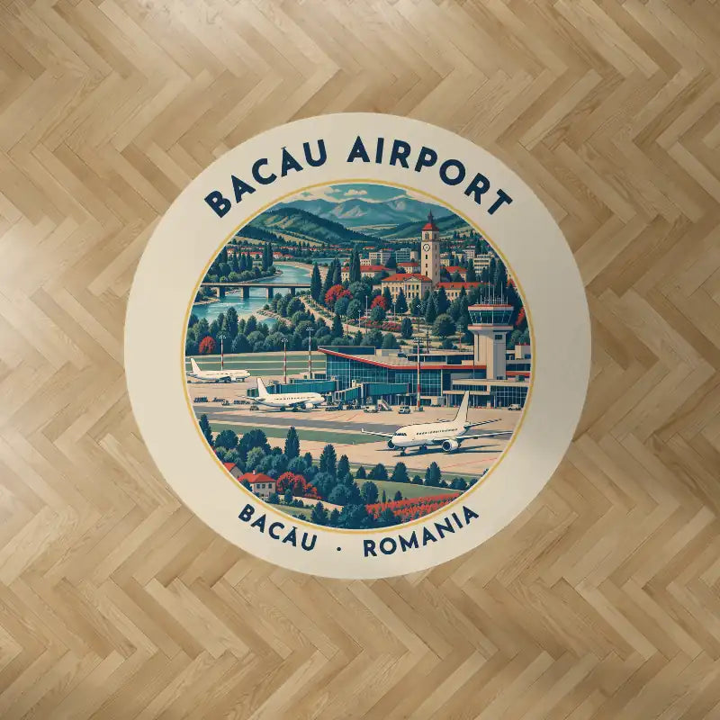 Bacău International Airport (BCM) Carpets - Carpet Round - Badge - Beige V2