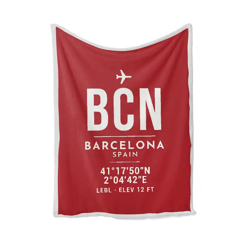 Josep Tarradellas Barcelona-El Prat Airport (BCN) Bedding Sets & Blankets - Blanket - ID Tag - Red