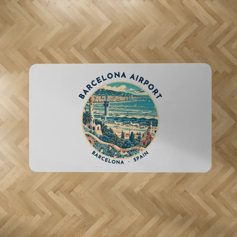 Josep Tarradellas Barcelona-El Prat Airport (BCN) Carpets - Carpet Rectangle - Badge - Light Gray V2