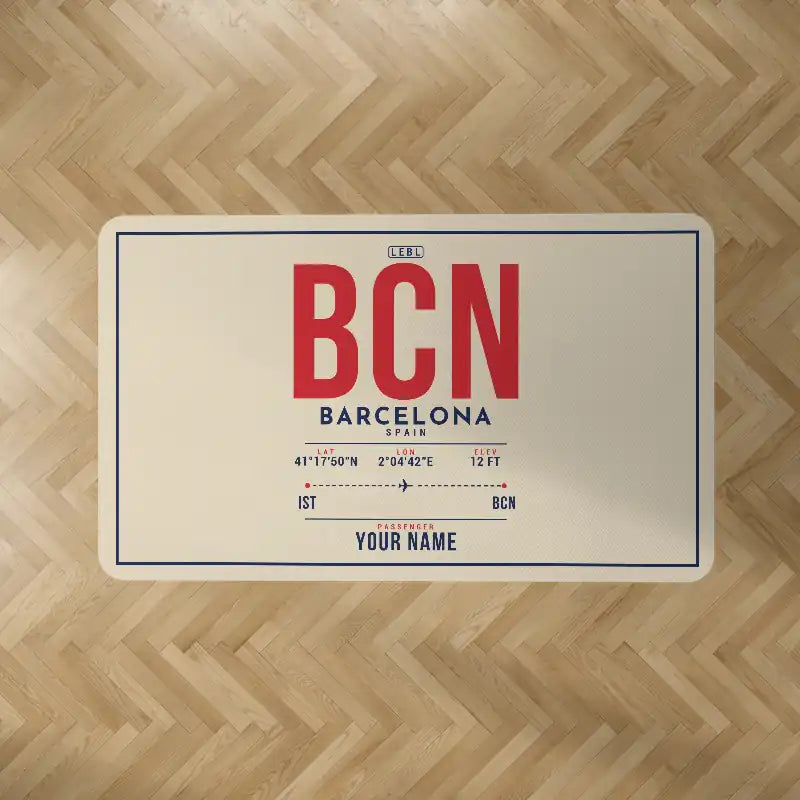 Josep Tarradellas Barcelona-El Prat Airport (BCN) Carpets - Carpet Rectangle - ID Tag + Name - Beige V2