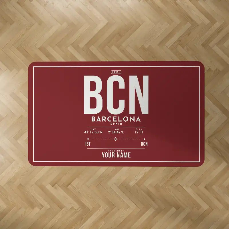 Josep Tarradellas Barcelona-El Prat Airport (BCN) Carpets - Carpet Rectangle - ID Tag + Name - Dark Red V2