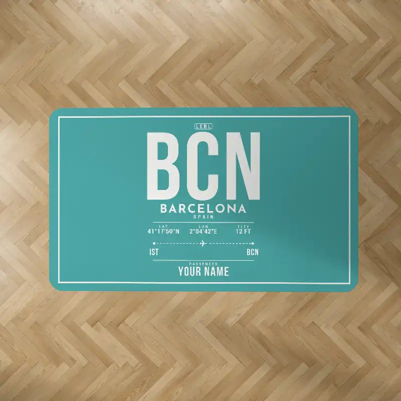 Josep Tarradellas Barcelona-El Prat Airport (BCN) Carpets - Carpet Rectangle - ID Tag + Name - Turquoise V2