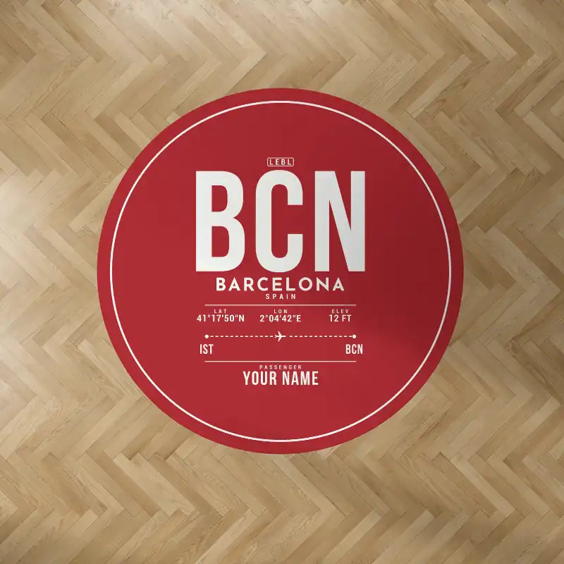 Josep Tarradellas Barcelona-El Prat Airport (BCN) Carpets - Carpet Round - ID Tag + Name - Red V2