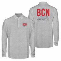 Thumbnail for Josep Tarradellas Barcelona-El Prat Airport (BCN) Premium Polo T-Shirts - Tag - Long Sleeve - Gray