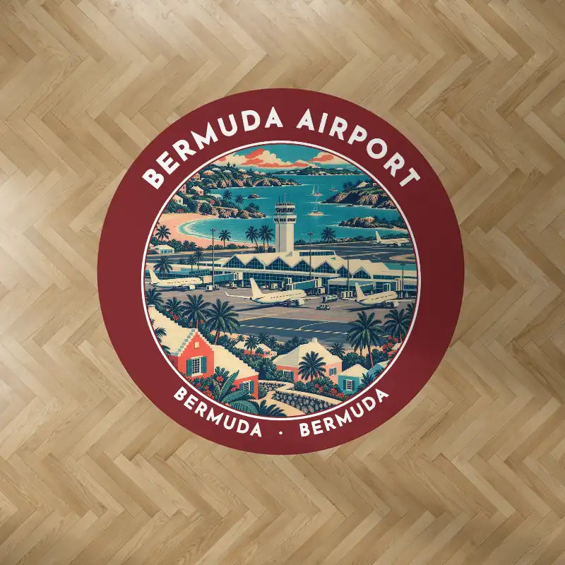 Bermuda L.F. Wade International Airport (BDA) Carpets - Carpet Round - Badge - Dark Red V2