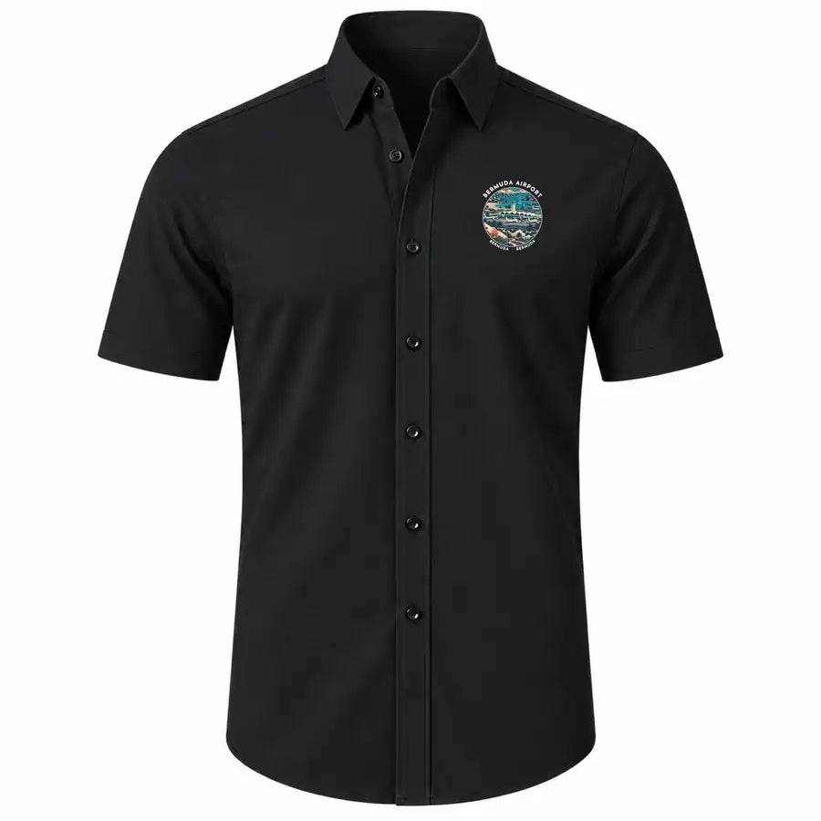 Bermuda L.F. Wade International Airport (BDA) Shirts - Short Sleeve Shirt - Badge - Black