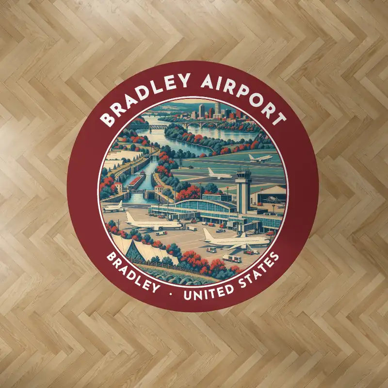 Bradley International Airport (BDL) Carpets - Carpet Round - Badge - Dark Red V2