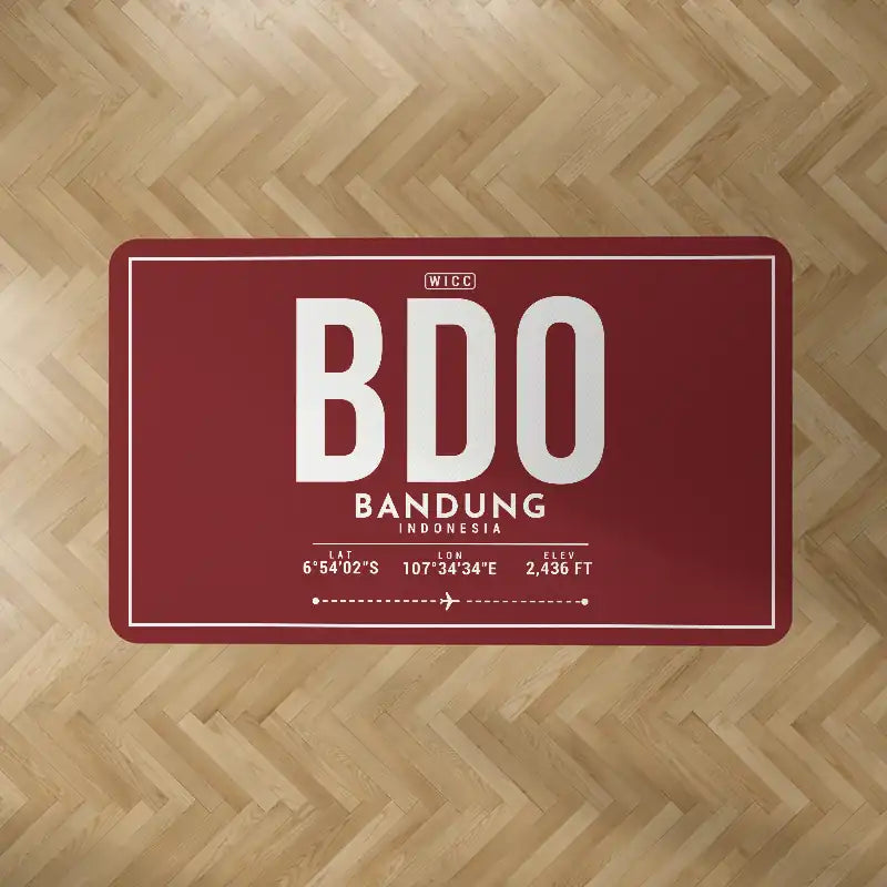 Husein Sastranegara International Airport (BDO) Carpets - Carpet Rectangle - ID Tag - Dark Red V2