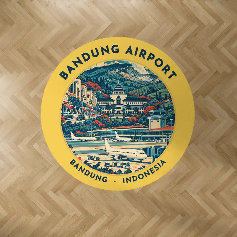 Husein Sastranegara International Airport (BDO) Carpets - Carpet Round - Badge - Yellow V2