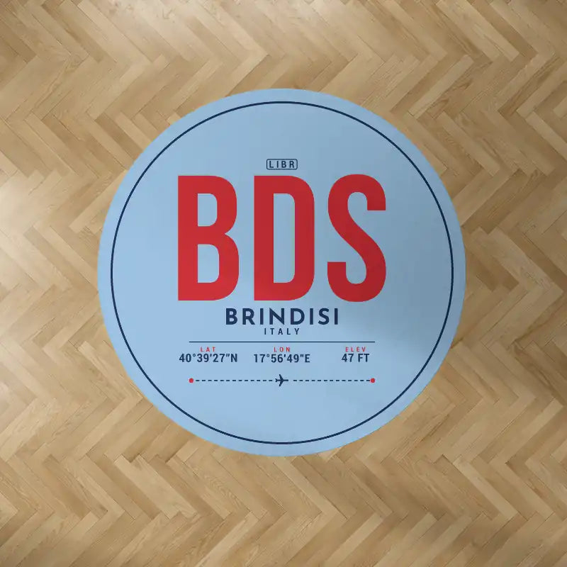 Brindisi Airport (BDS) Carpets - Carpet Round - ID Tag - Light Blue V2