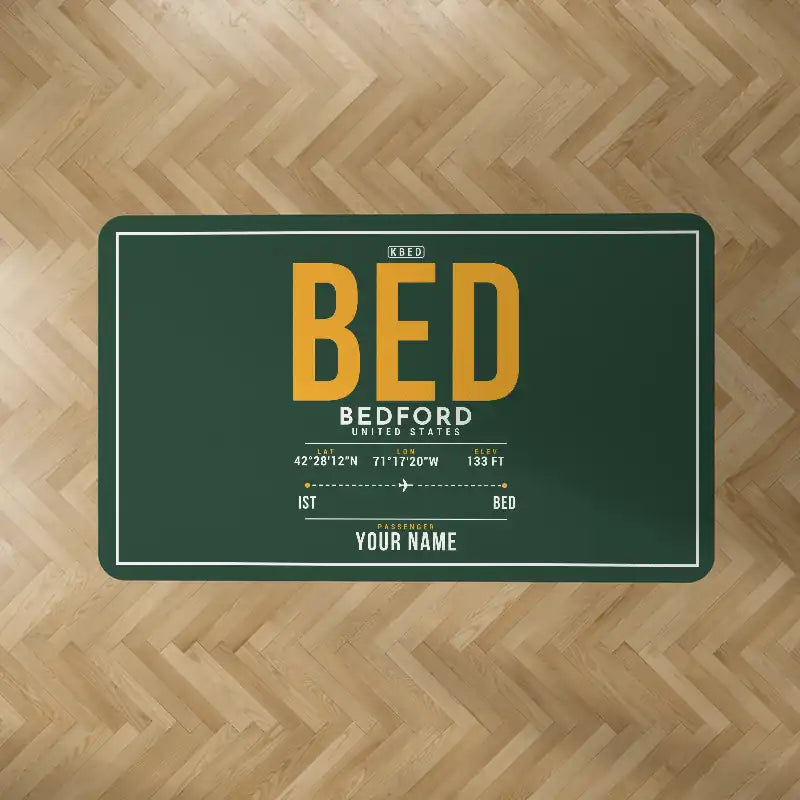 Bedford Hanscom Field Airport (BED) Carpets - Carpet Rectangle - ID Tag + Name - Dark Green V2