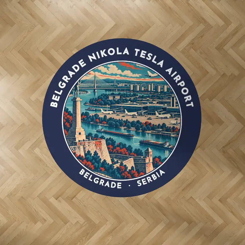 Belgrade Nikola Tesla Airport (BEG) Carpets - Carpet Round - Badge - Dark Blue V2