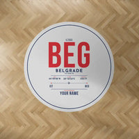 Thumbnail for Belgrade Nikola Tesla Airport (BEG) Carpets - Carpet Round - ID Tag + Name - Light Gray V2