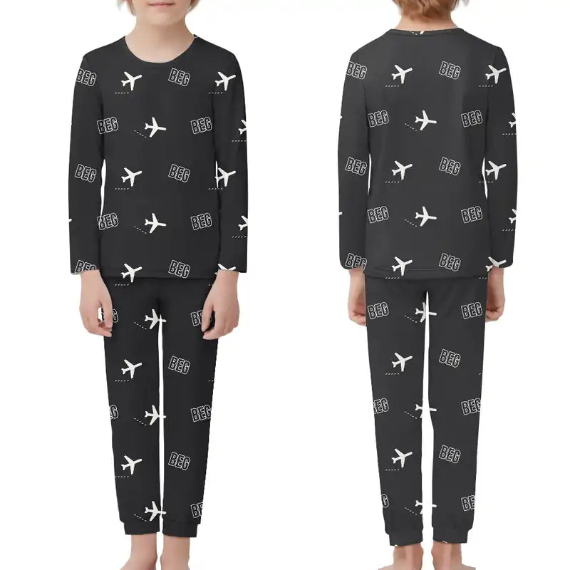 Belgrade Nikola Tesla Airport (BEG) Pajamas - Children Pajamas - Black