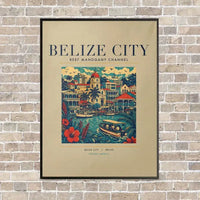 Thumbnail for BELIZE CITY - Poster - Canvas Framed - Beige