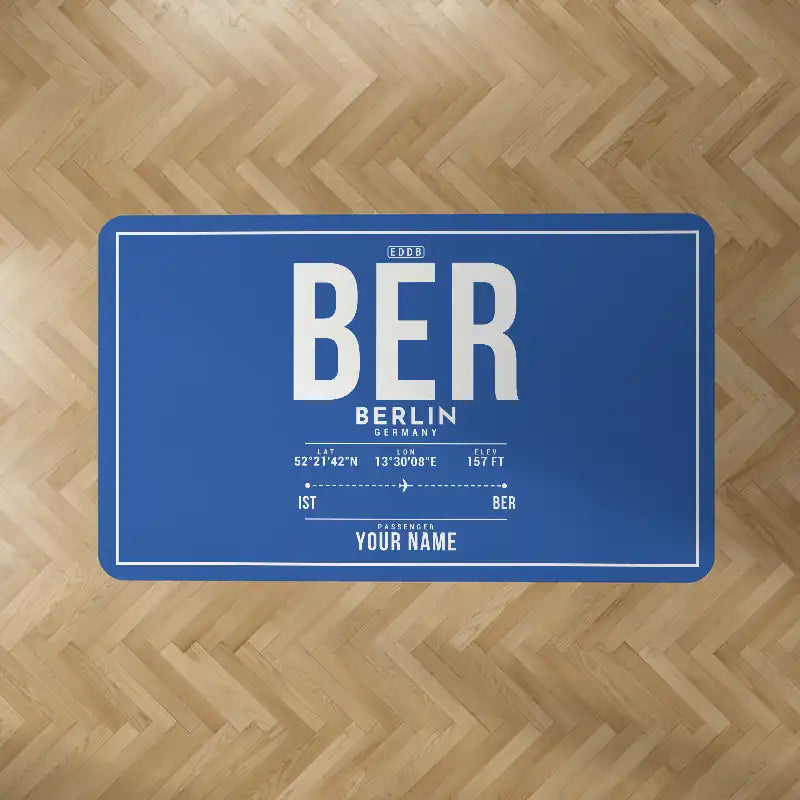 Berlin Brandenburg Airport Willy Brandt (BER) Carpets - Carpet Rectangle - ID Tag + Name - Blue V2