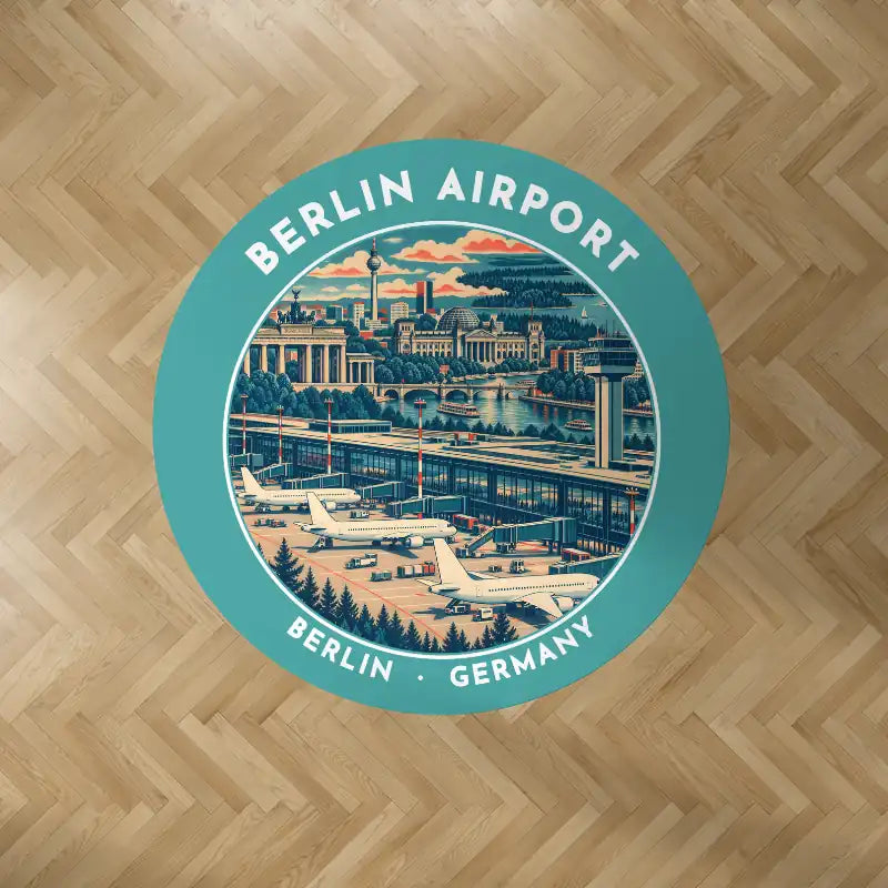 Berlin Brandenburg Airport Willy Brandt (BER) Carpets - Carpet Round - Badge - Turquoise V2